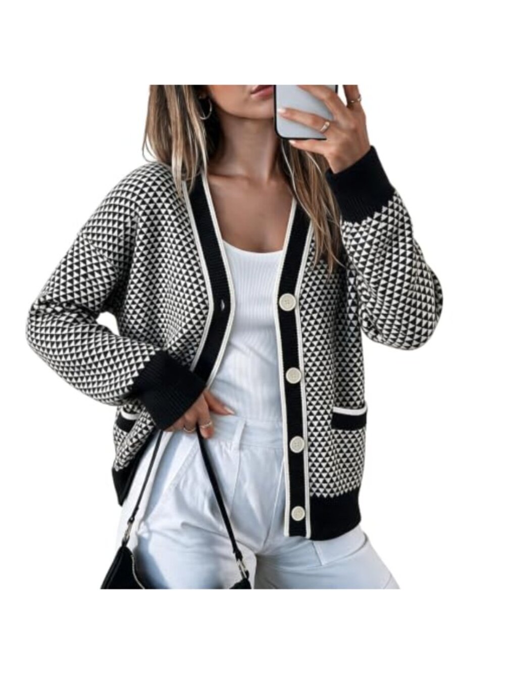Womens Knit Cardigan Sweater V Neck Button Down Long Sleeve